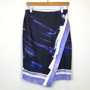 Banana Republic Blue Linen Blend Crossover Faux Wrap Pencil Skirt, Size 6, GUC